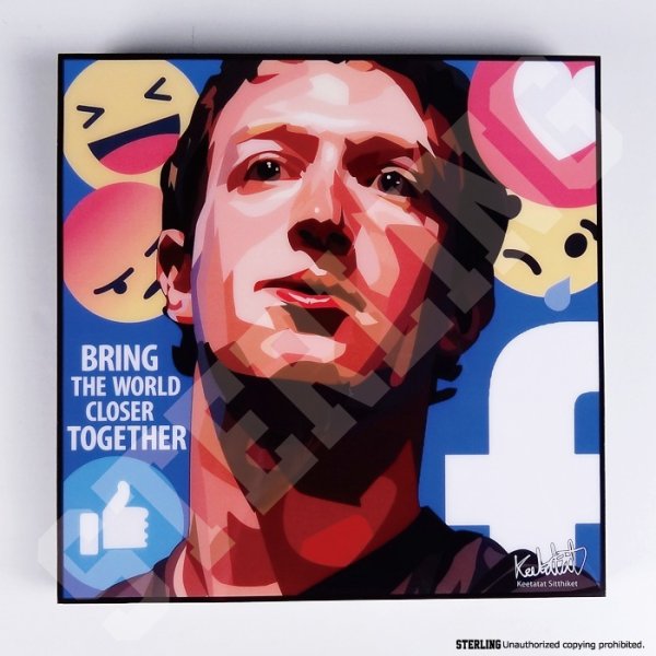 画像2: Mark Zuckerberg / マーク・ザッカーバーグ / Facebook / フェイスブック [ポップアートパネル / Keetatat Sitthiket / Sサイズ / Mサイズ]